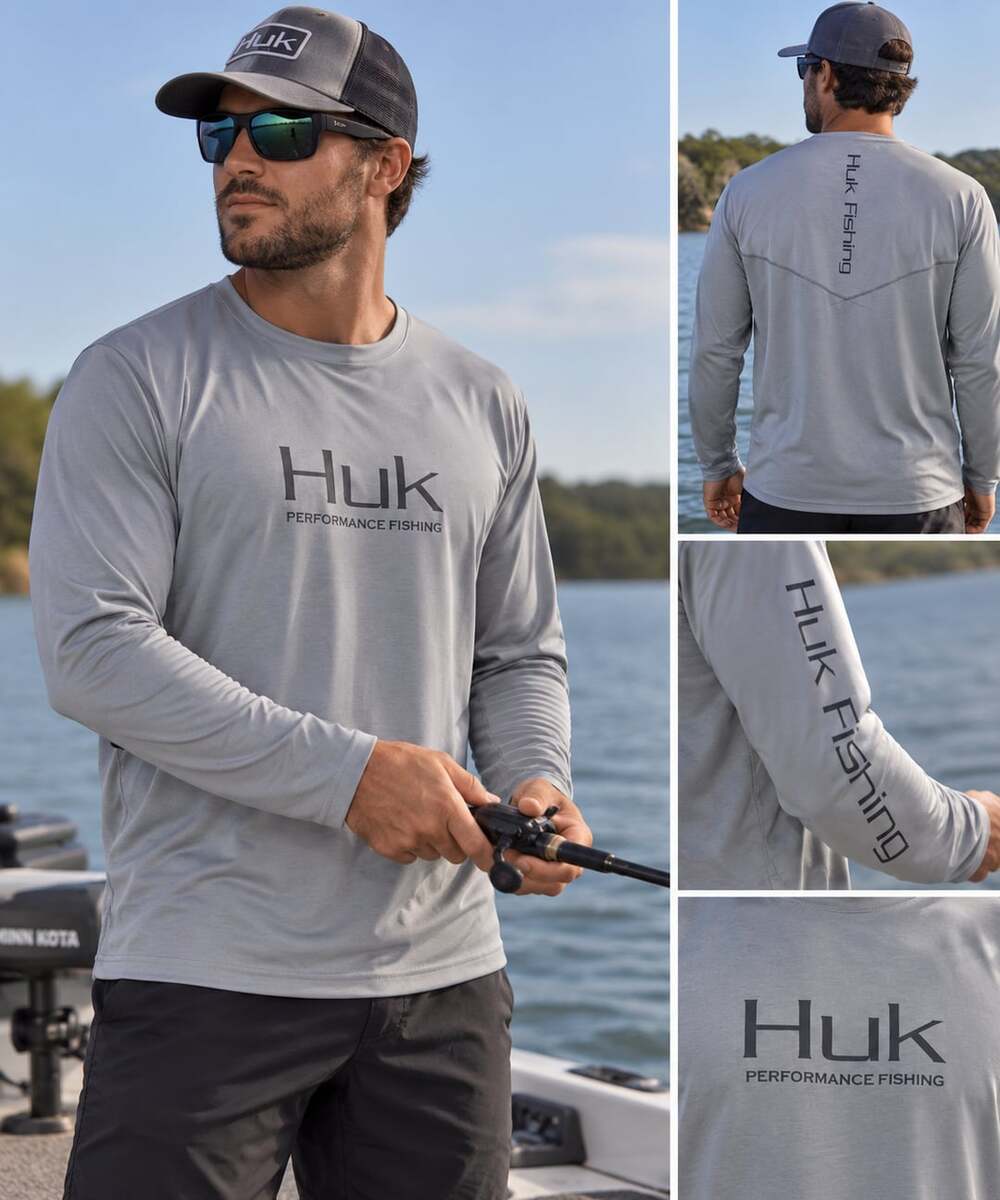 Huk Performance Fishing Long Sleeve Shirt Size M Gray